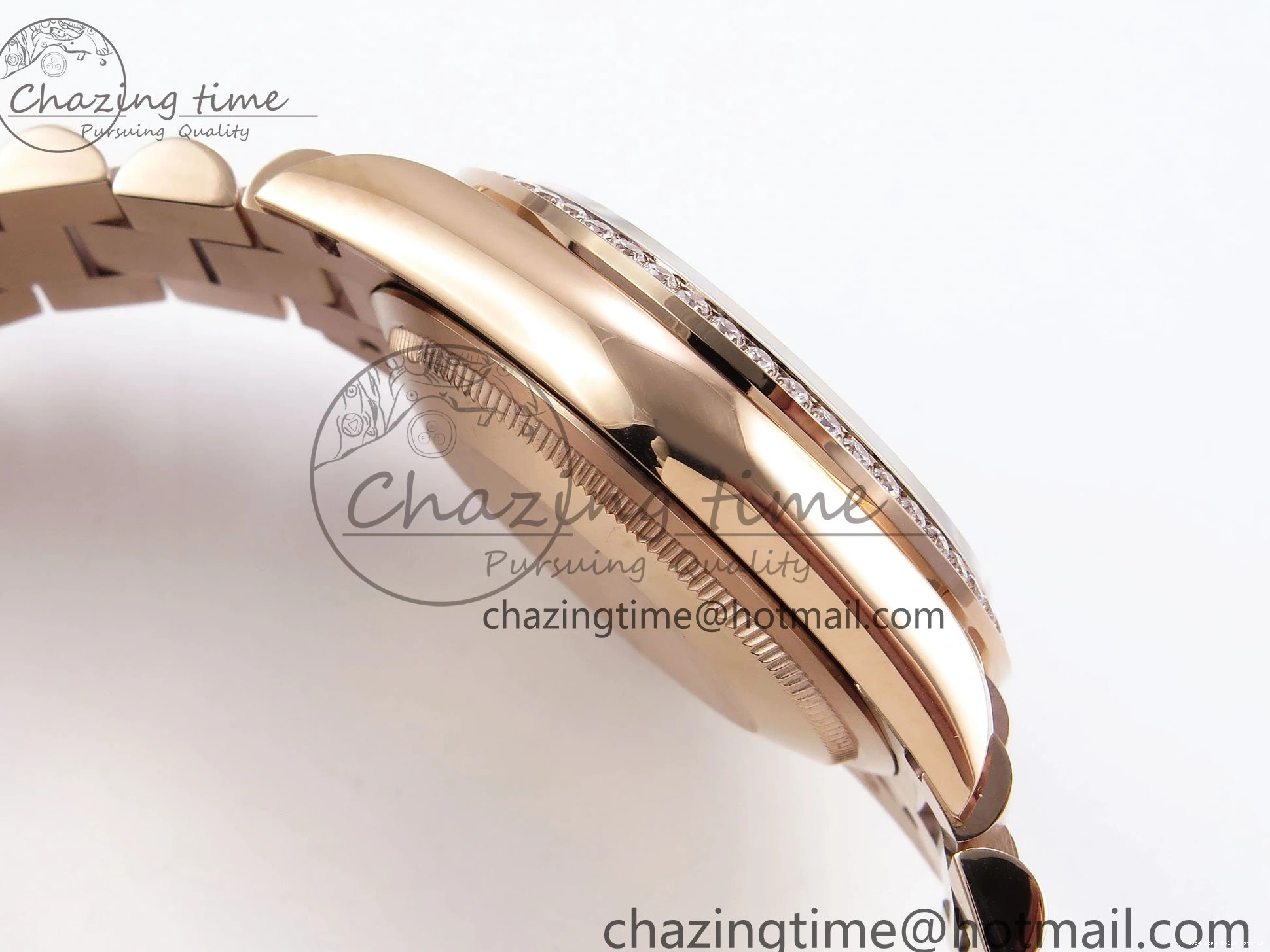 Good Copy Rolex Watches Edition RG on TWSF 36 Diamonds Diamonds Date Bezel Day SmartChoice Green 1608 Best Dial Roman RG A Bracelet 0114